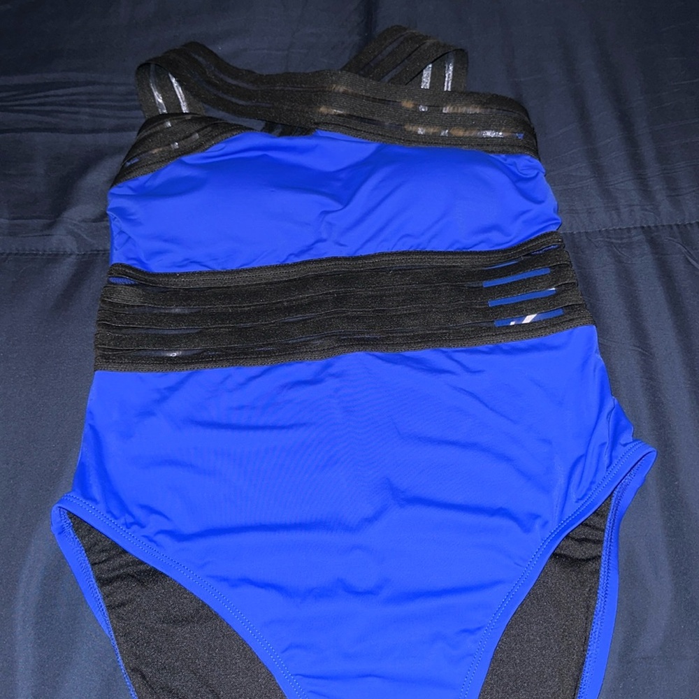 NWT blue and black one piece swimsuit